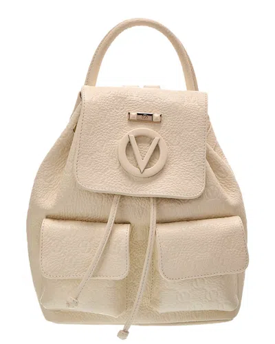 Valentino By Mario Valentino Abraham Dollaro Monogram Leather Backpack In White