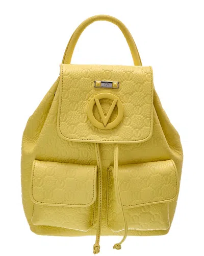 Valentino By Mario Valentino Abraham Dollaro Monogram Leather Backpack In Yellow