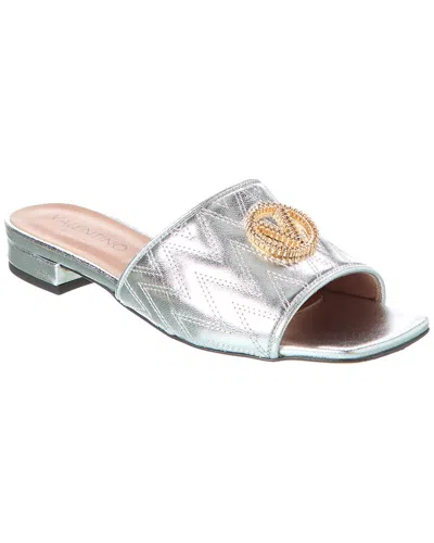 Valentino By Mario Valentino Afrodite Leather Sandal In Silver