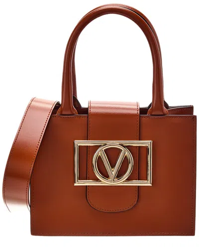 Valentino By Mario Valentino Aimee Super V Leather Tote In Brown