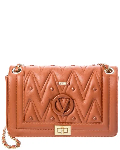 Valentino By Mario Valentino Alice Diamond Leather Shoulder Bag In Brown