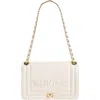 Valentino By Mario Valentino Alice Logo Embossed Leather Shoulder Bag In Warm Milk