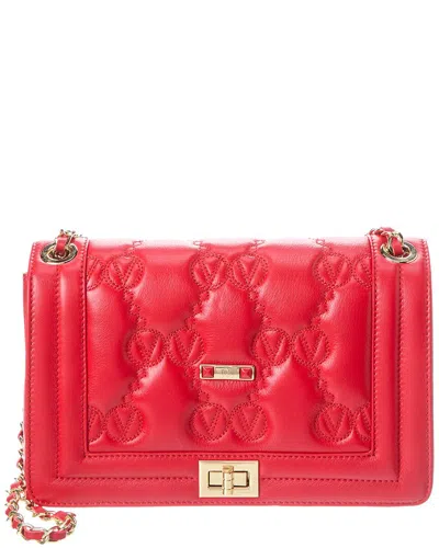 Valentino By Mario Valentino Alice Monogram Leather Shoulder Bag In Red