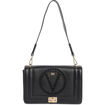 Valentino By Mario Valentino Alice Rockstud Vlogo Leather Shoulder Bag In Black