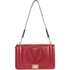 Valentino By Mario Valentino Alice Rockstud Vlogo Leather Shoulder Bag In Red