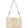 Valentino By Mario Valentino Alice Rockstud Vlogo Leather Shoulder Bag In White