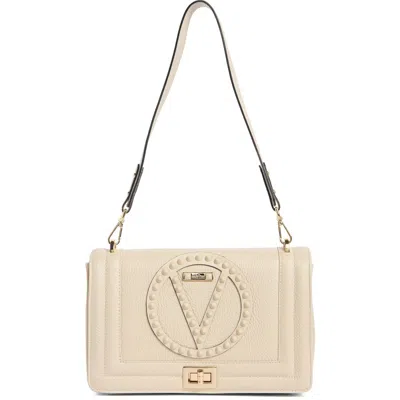 Valentino By Mario Valentino Alice Rockstud Vlogo Leather Shoulder Bag In White