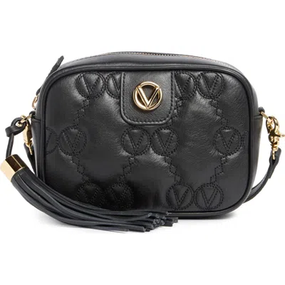 Valentino By Mario Valentino Amel Monogram Quilted Leather Crossbody Bag In Black