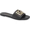 Valentino By Mario Valentino Amira Slide Sandal In Black Gold