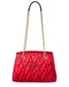 Valentino By Mario Valentino Angelina Diamond Leather Shoulder Bag In Red