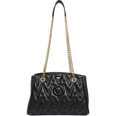 Valentino By Mario Valentino Angelina Diamond Quilted Leather Tote Bag In Black