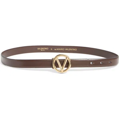 Valentino By Mario Valentino Baby Bombe Vlogo Leather Belt In Brown