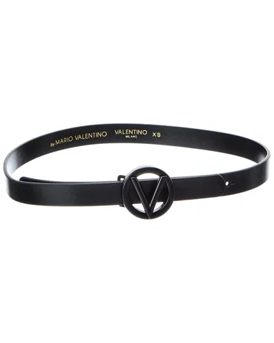 Valentino By Mario Valentino Baby Leather Belt In Black