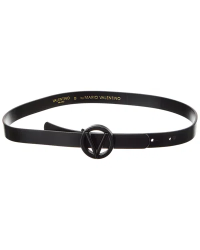 Valentino By Mario Valentino Baby Leather Belt In Black