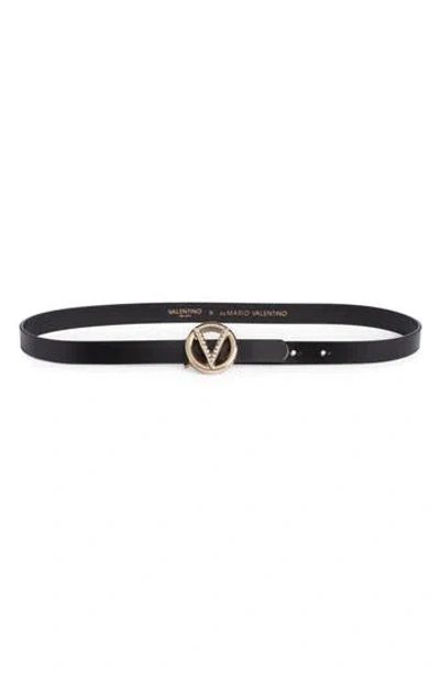 Valentino By Mario Valentino Baby Preciosa Leather Belt In Black