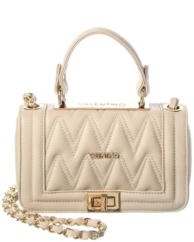 Valentino By Mario Valentino Beatriz Diamond Leather Shoulder Bag In White