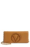 Valentino By Mario Valentino Bianca Studded Leather Shoulder Bag In Brown