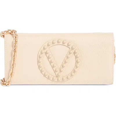 Valentino By Mario Valentino Bianca Studded Leather Shoulder Bag In White