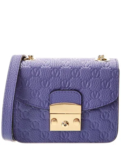 Valentino By Mario Valentino Bijou Dollaro Monogram Leather Crossbody In Blue