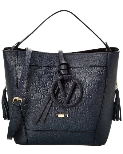 Valentino By Mario Valentino Callie Medallion Leather Shoulder Bag In Black
