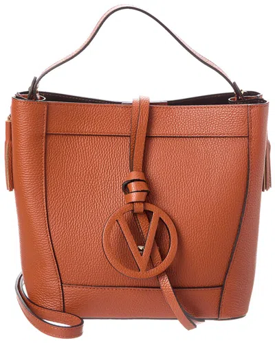 Valentino By Mario Valentino Callie Medallion Leather Shoulder Bag In Brown