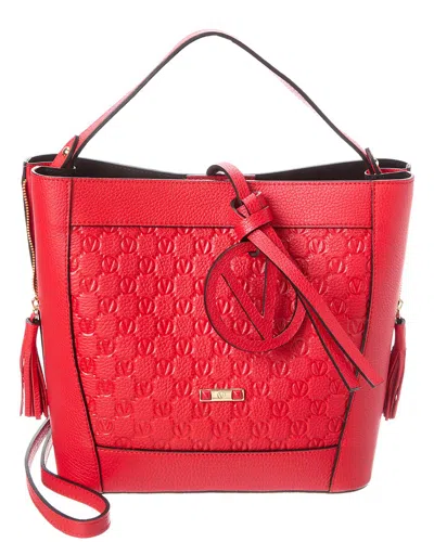 Valentino By Mario Valentino Callie Medallion Leather Shoulder Bag In Red