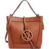 Valentino By Mario Valentino Callie Medallion Vlogo Leather Bucket Bag In Brown