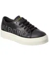 Valentino By Mario Valentino Charme Leather Sneaker In Black