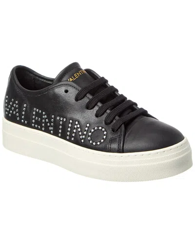Valentino By Mario Valentino Charme Leather Sneaker In Black
