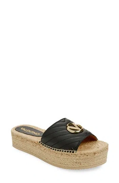 Valentino By Mario Valentino Clabee Vlogo Platform Sandal In Black