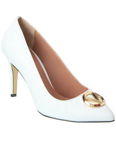 Valentino By Mario Valentino Clara Monogram Leather Pump In White