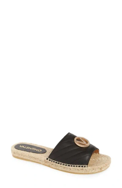 Valentino By Mario Valentino Clavel Espadrille Slide Sandal In Black