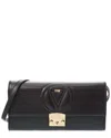Valentino By Mario Valentino Cocotte Signature Leather Shoulder Bag In Black