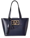 Valentino By Mario Valentino Delphine Super V Leather Tote In Blue