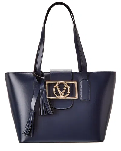 Valentino By Mario Valentino Delphine Super V Leather Tote In Blue