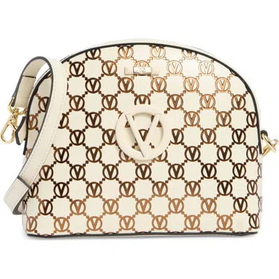 Valentino By Mario Valentino Diana Monogram Leather Crossbody Bag In White