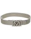 Valentino By Mario Valentino Dolly Bombe Leather Belt In Grey