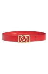 Valentino By Mario Valentino Dolly Fuego Leather Belt In Red
