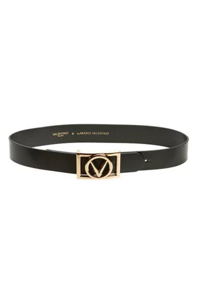 Valentino By Mario Valentino Dolly Logo Buckle Leather Belt In Black