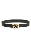 Valentino By Mario Valentino Dolly Logo Buckle Leather Belt In Black