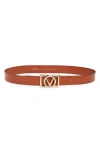 Valentino By Mario Valentino Dolly Logo Buckle Leather Belt In Cinnamon