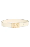 Valentino By Mario Valentino Dolly Logo Buckle Leather Belt In Milk