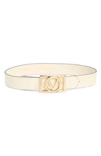 Valentino By Mario Valentino Dolly Logo Buckle Leather Belt In Milk