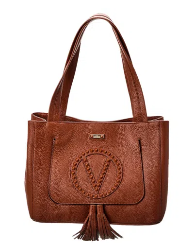 Valentino By Mario Valentino Estelle Rock Leather Tote In Brown