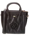 Valentino By Mario Valentino Eva Diamond Leather Tote In Black