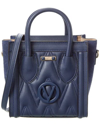 Valentino By Mario Valentino Eva Diamond Leather Tote In Blue