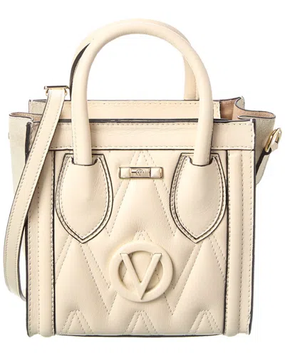 Valentino By Mario Valentino Eva Diamond Leather Tote In White