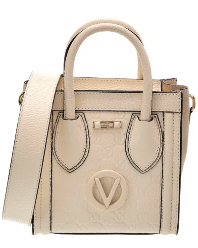 Valentino By Mario Valentino Eva Dollaro Monogram Leather Tote In White