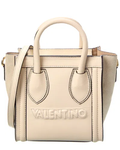 Valentino By Mario Valentino Eva Embossed Leather Tote In White