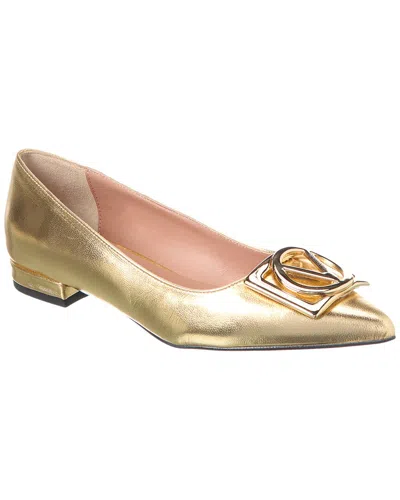 Valentino By Mario Valentino Flora Leather Flat In Gold
